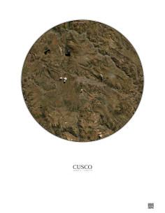 Affiche Cusco – Poster vue satellite 30km Couleur | Gravura – Fond clair