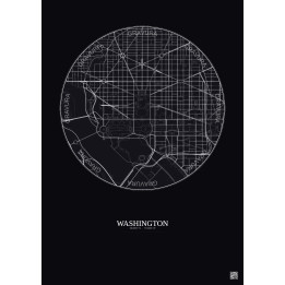 Washington City Map Poster 2.5km | Gravura – Dark background