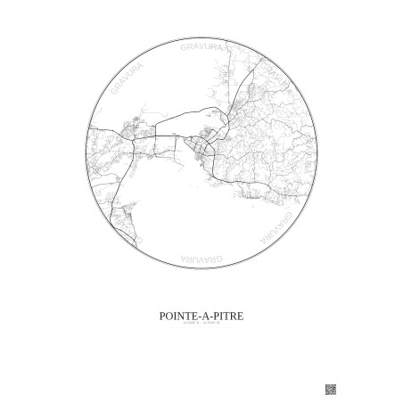 Affiche Pointe A Pitre – Poster carte de ville 10km | Gravura – Fond clair