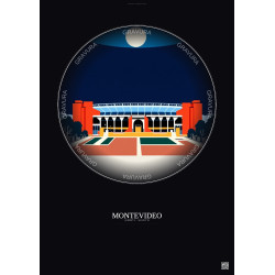Affiche Montevideo – Poster illustration vintage – Estadio Centenario | Gravura – Fond foncé