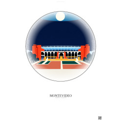 Affiche Montevideo – Poster illustration vintage – Estadio Centenario | Gravura – Fond clair