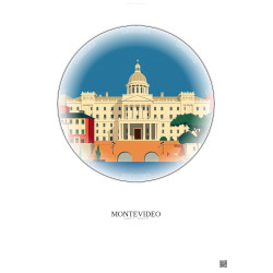 Affiche Montevideo – Poster illustration vintage – Legislative Palace | Gravura – Fond clair