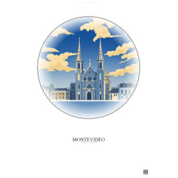 Affiche Montevideo – Poster illustration vintage – Metropolitan Basilica Cathedral Of The Immaculate Conception And San Felipe A