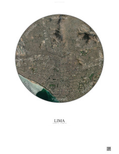 Affiche Lima – Poster vue satellite 10km Couleur | Gravura – Fond clair