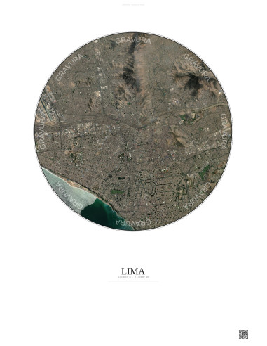 Affiche Lima – Poster vue satellite 10km Couleur | Gravura – Fond clair