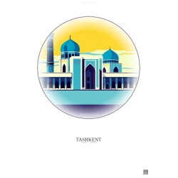 Affiche Tashkent – Poster illustration vintage – Registan Square | Gravura – Fond clair