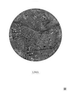 Affiche Lima – Poster vue satellite 2.5km N&B | Gravura – Fond clair