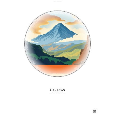 Affiche Caracas – Poster illustration vintage – Avila Mountain | Gravura – Fond clair