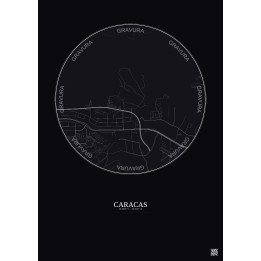 Caracas City Map Poster 2.5km | Gravura – Dark background