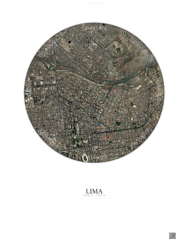 Lima Satellite View Poster 2.5km Color | Gravura – Light background