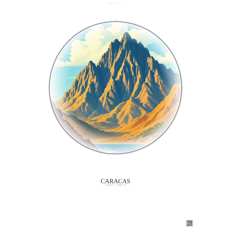 Affiche Caracas – Poster illustration vintage – Waraira Repano National Park | Gravura – Fond clair