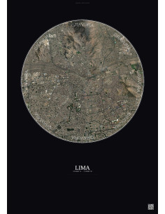 Affiche Lima – Poster vue satellite 6km Couleur | Gravura – Fond foncé