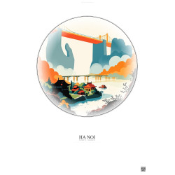 Affiche Ha Noi – Poster illustration vintage – Famous Viewpoint Of Ha Noi | Gravura – Fond clair