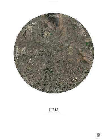 Affiche Lima – Poster vue satellite 6km Couleur | Gravura – Fond clair