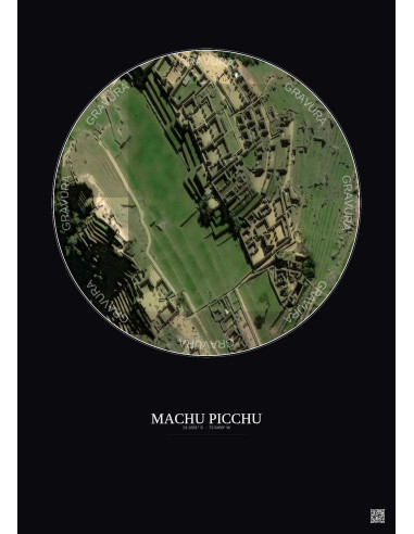 Machu Picchu Satellite View Poster 0.1km Color | Gravura – Dark background