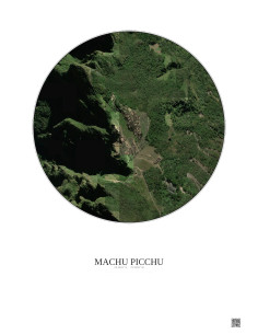 Affiche Machu Picchu – Poster vue satellite 0.5km Couleur | Gravura – Fond clair
