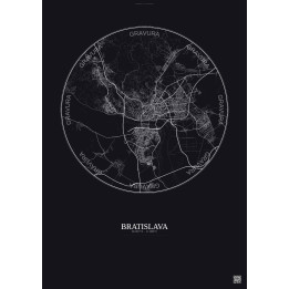 Bratislava City Map Poster 10km | Gravura – Dark background
