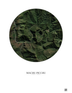 Affiche Machu Picchu – Poster vue satellite 5km Couleur | Gravura – Fond clair
