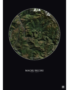 Machu Picchu Satellite View Poster 10km Color | Gravura – Dark background