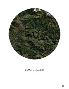 Affiche Machu Picchu – Poster vue satellite 10km Couleur | Gravura – Fond clair