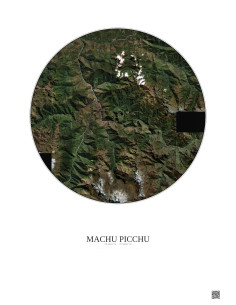 Affiche Machu Picchu – Poster vue satellite 20km Couleur | Gravura – Fond clair