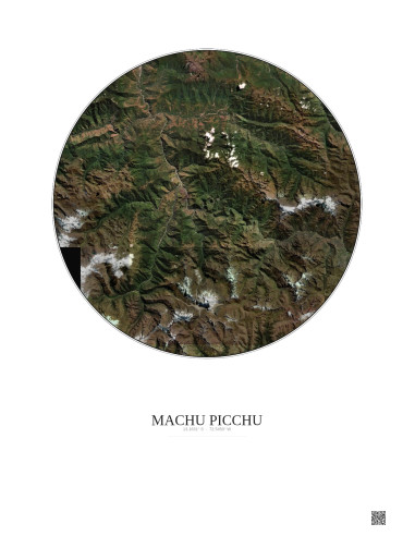Machu Picchu Satellite View Poster 30km Color | Gravura – Light background