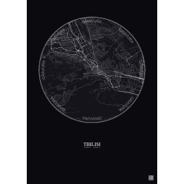 Affiche Tbilisi – Poster carte de ville 6km | Gravura – Fond foncé