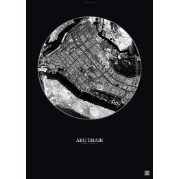 Abu Dhabi Satellite View Poster 6km B&W | Gravura – Dark background