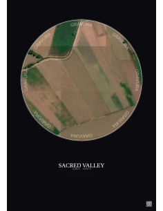 Affiche Sacred Valley – Poster vue satellite 0.1km Couleur | Gravura – Fond foncé