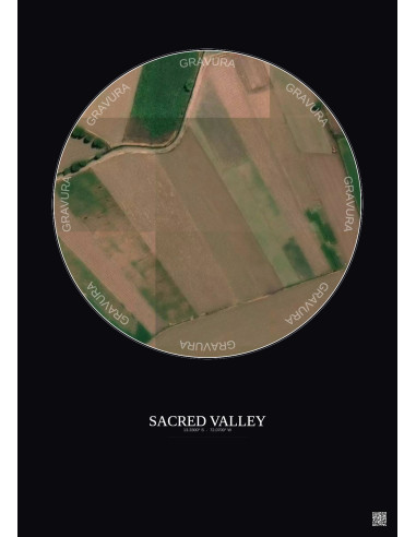 Affiche Sacred Valley – Poster vue satellite 0.1km Couleur | Gravura – Fond foncé
