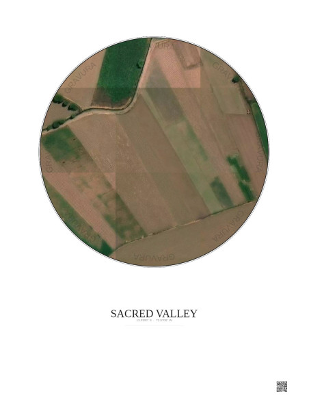 Affiche Sacred Valley – Poster vue satellite 0.1km Couleur | Gravura – Fond clair