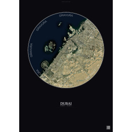 Dubai Satellite View Poster 25km Color | Gravura – Dark background