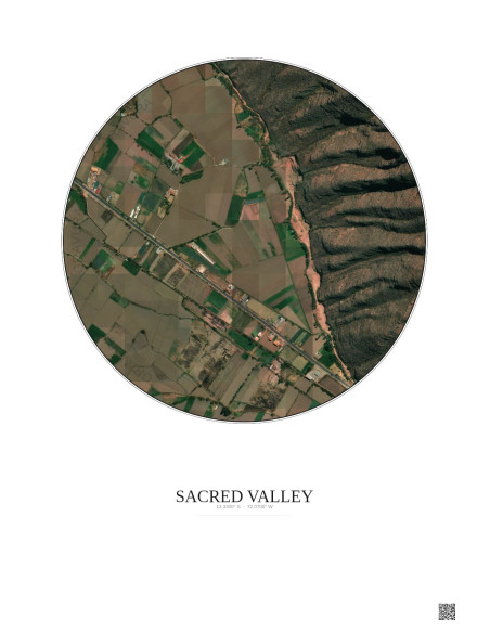 Affiche Sacred Valley – Poster vue satellite 0.5km Couleur | Gravura – Fond clair