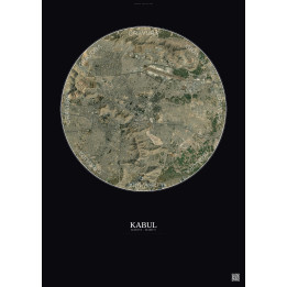 Kabul Satellite View Poster 10km Color | Gravura – Dark background