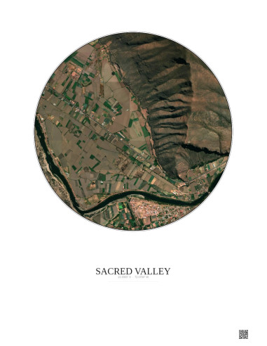 Affiche Sacred Valley – Poster vue satellite 1km Couleur | Gravura – Fond clair