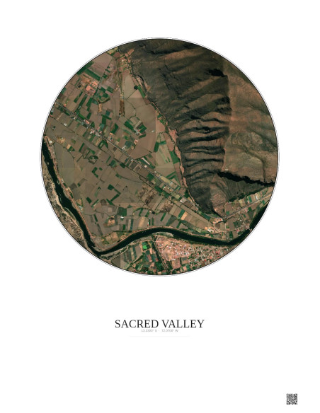 Affiche Sacred Valley – Poster vue satellite 1km Couleur | Gravura – Fond clair