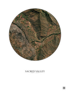 Affiche Sacred Valley – Poster vue satellite 2.5km Couleur | Gravura – Fond clair