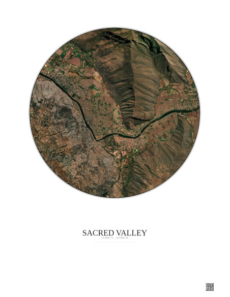 Sacred Valley Satellite View Poster 2.5km Color | Gravura – Light background