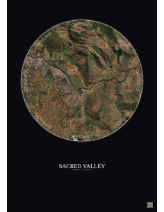 Affiche Sacred Valley – Poster vue satellite 5km Couleur | Gravura – Fond foncé