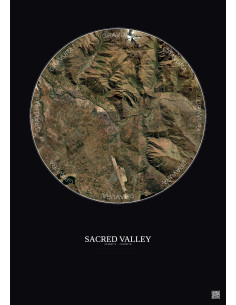 Affiche Sacred Valley – Poster vue satellite 10km Couleur | Gravura – Fond foncé