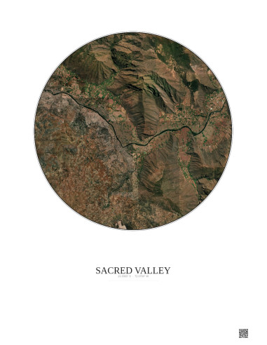 Affiche Sacred Valley – Poster vue satellite 5km Couleur | Gravura – Fond clair