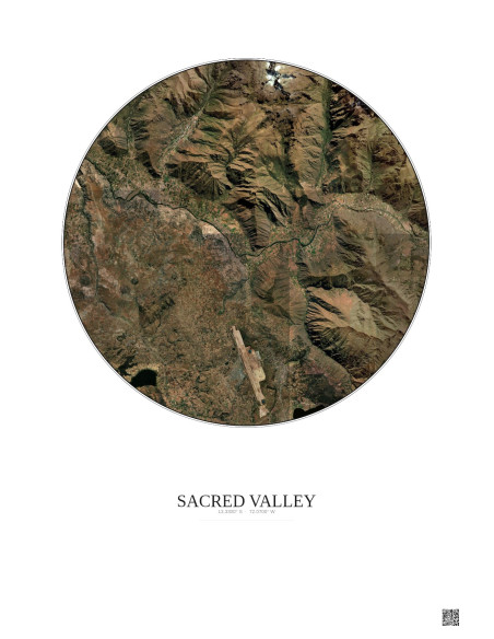 Sacred Valley Satellite View Poster 10km Color | Gravura – Light background