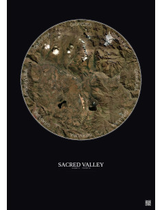Affiche Sacred Valley – Poster vue satellite 20km Couleur | Gravura – Fond foncé
