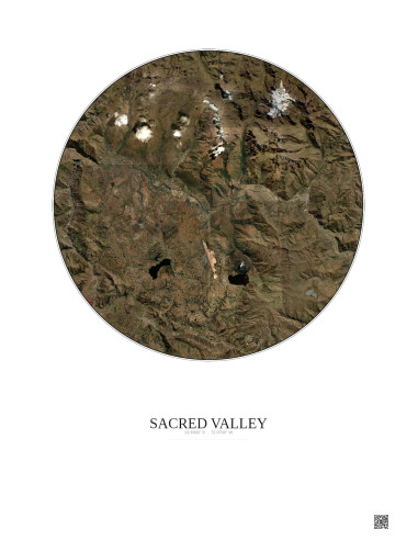 Affiche Sacred Valley – Poster vue satellite 20km Couleur | Gravura – Fond clair
