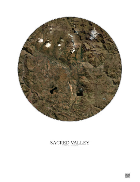 Affiche Sacred Valley – Poster vue satellite 20km Couleur | Gravura – Fond clair