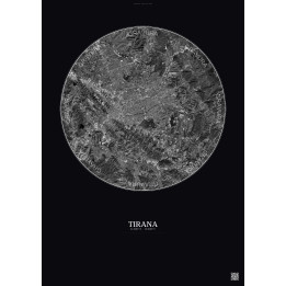 Tirana Satellite View Poster 10km B&W | Gravura – Dark background