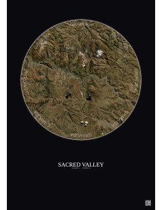 Affiche Sacred Valley – Poster vue satellite 30km Couleur | Gravura – Fond foncé