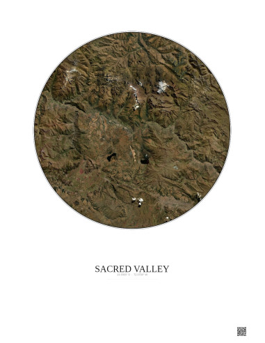 Affiche Sacred Valley – Poster vue satellite 30km Couleur | Gravura – Fond clair
