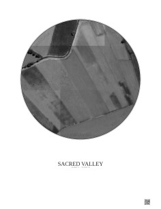 Affiche Sacred Valley – Poster vue satellite 0.1km N&B | Gravura – Fond clair
