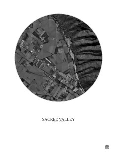 Affiche Sacred Valley – Poster vue satellite 0.5km N&B | Gravura – Fond clair